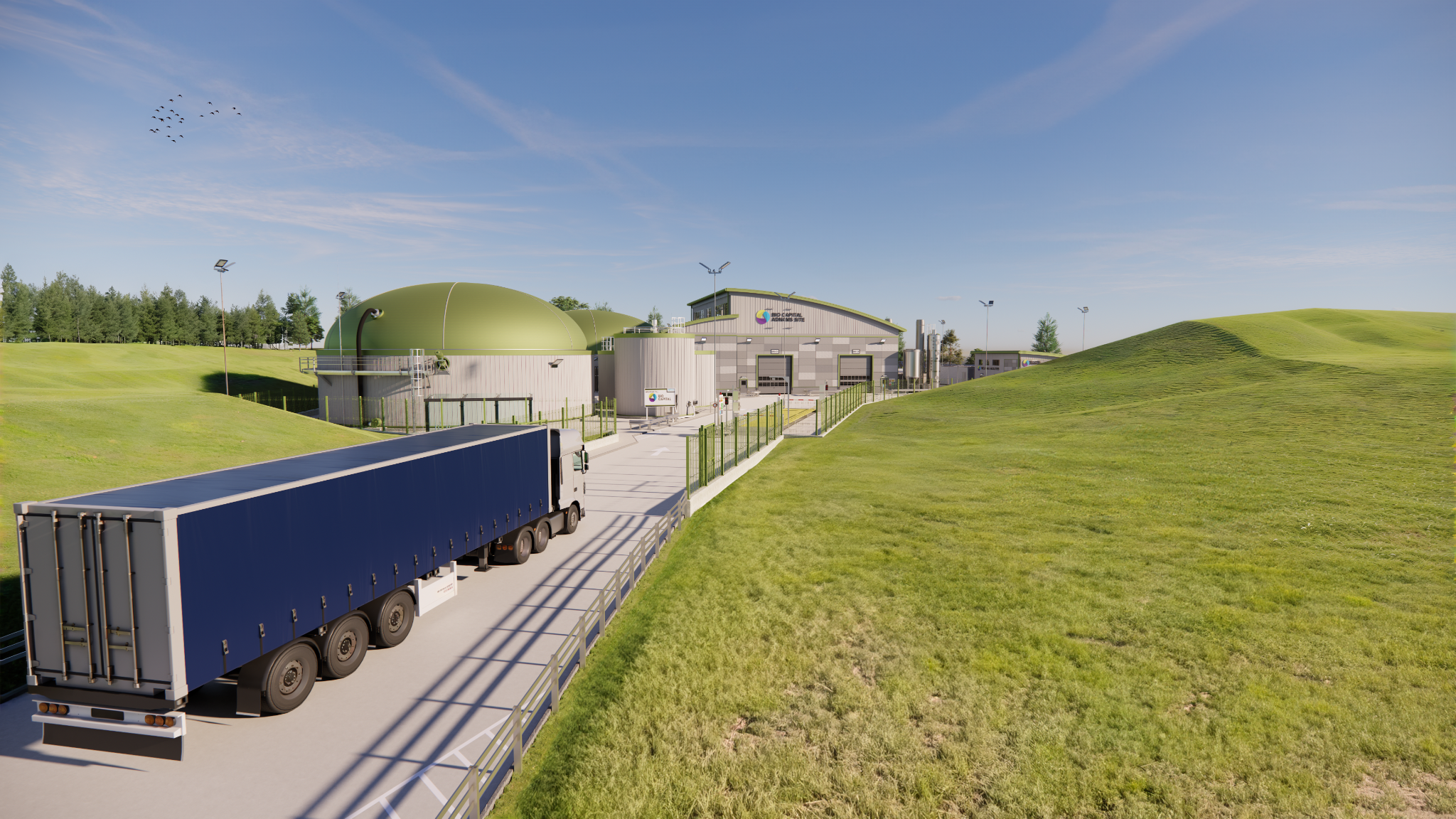 Service road and digester tanks